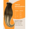 DOORES Human Hair Extensions Tape in, Balayage Walnut Brown to