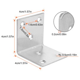 30 PCS Sliver Corner Brace, Stainless Steel 40MM X 40MM X 40MM Heavy Duty L Bracket for Furniture, Corner Steel Joint Right Angle Shelf Support Corner for Shelves, Furniture and Cabinet, Round End