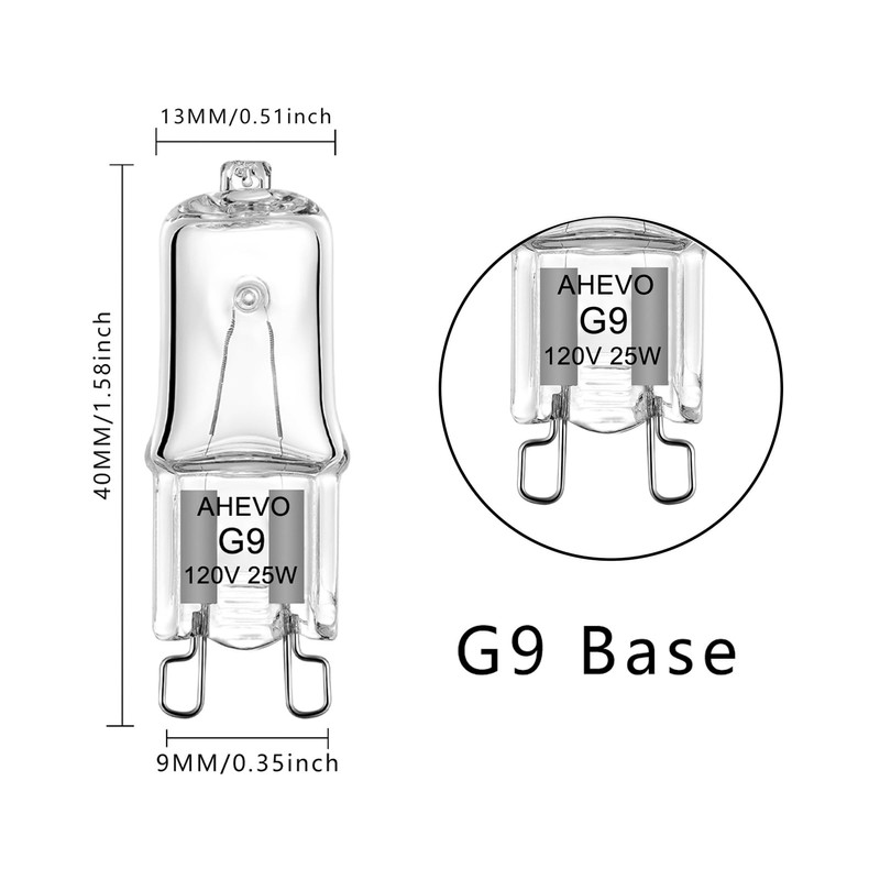 AHEVO G9 Halogen Bulb 25W 120V T4 JCD Type G9