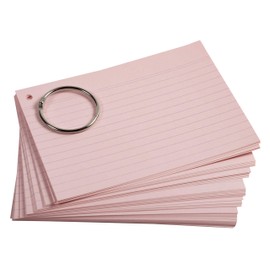 Exacompta - Ref 10340E - Bristol Revision Flashcards with Ring (Pack of 50 Cards) - A6 (105 x 148mm) in Size, Perforated Sheets, Lined Rulings - Random Colour