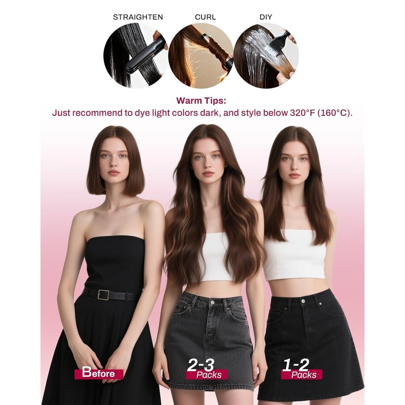 Clip in Hair Extensions Black Brown Ombre Low Bulk 16