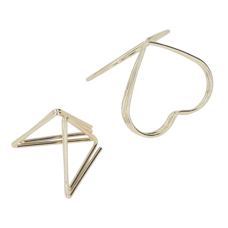 100pcs Paper Clips Gold Triangle Heart Shape Double Layer Three