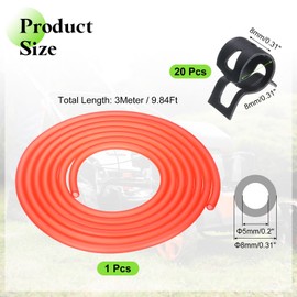 uxcell 10 Feet Fuel Line Hose, 3/16 Inch (5mm) ID Silicone Fuel Line with 20pcs Hose Clamps, Petrol Gas Tube for Motorcycle, Dirt Pit Bike, ATV, Snowmobile, Red