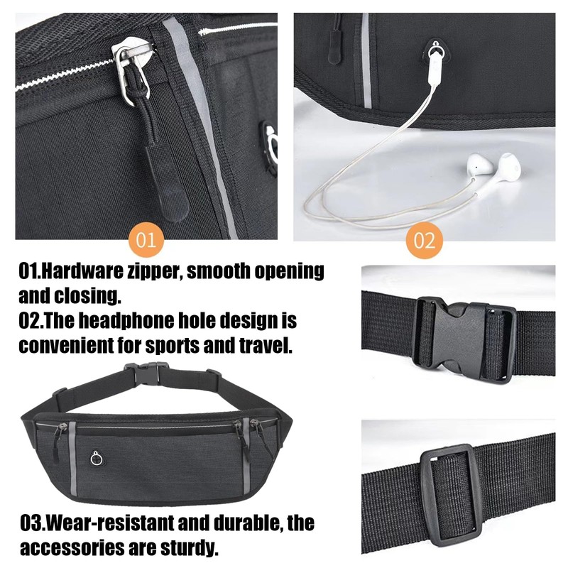 JSTHHTT 2 Pcs Running Belt with Waterproof Adjustable Elastic Strap,