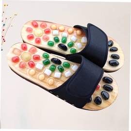 NOLITOY Healthcare Massage Slippers for Men Indoor Foot Health Massager Natural Jade Cobblestone