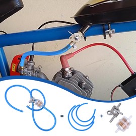 3/16 Fuel Line with 1/4 Shut Off Valve Petcock Petrol Switch & Filters Clamps for Taotao 50cc 70cc 110cc 125cc 150cc for Coolster for Apollo for Baja ATV Dirt Pocket Mini Bike Go Kart Motorcycle