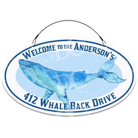 Decorative Concepts Whale Themed Home Address Small Size Welcome Sign