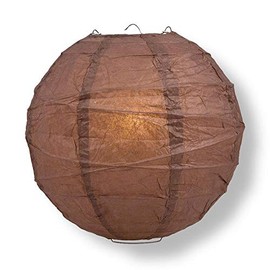 PaperLanternStore.com 20 Inch Brown Round Paper Lantern, Crisscross Ribbing, Hanging Decoration