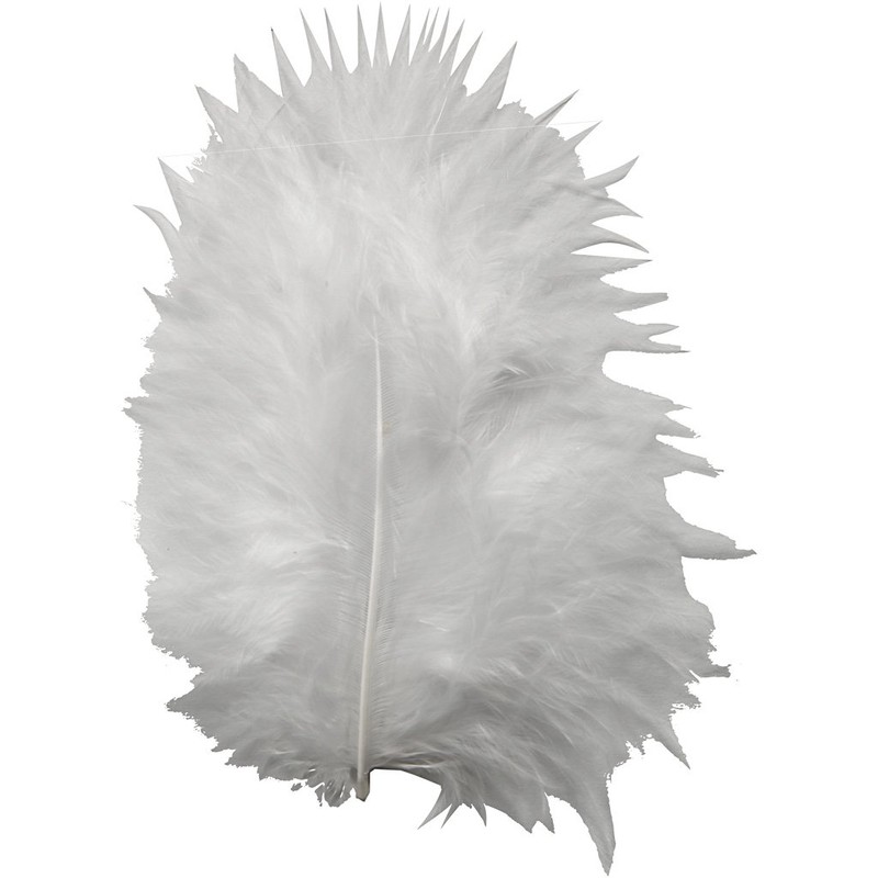 Feathers, size 5-12 cm, white, 15pcs