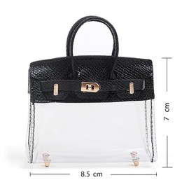 Car Key Case for Women,Key Protector Signal Blocker Pouch,Mini Creative Transparent Handbag for Car Keys,Waterproof Car Key Wallet with Handle,Cute Leather Handbag Pendant for Gir Car Gift (Black)