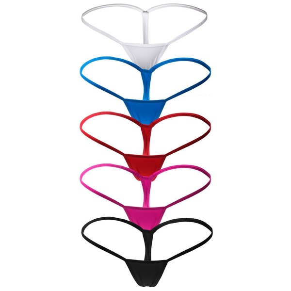 ETAOLINE Women's Low Rise Micro Back G-string Thong Panty Lingerie Set (S, 5 pack (5 colors))