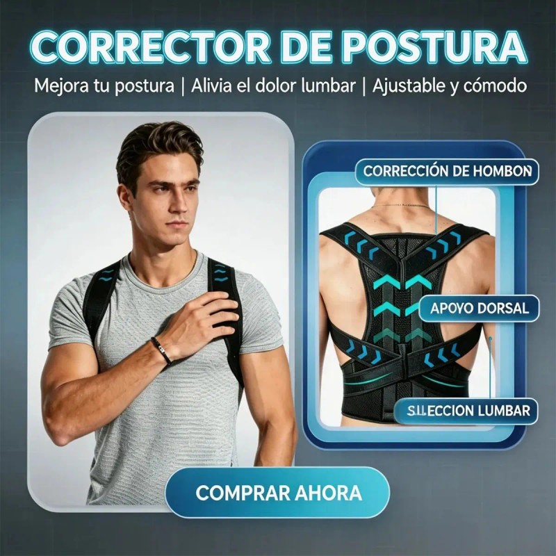 General - Corrector De Postura Ajustable Para Espalda Hombre Y