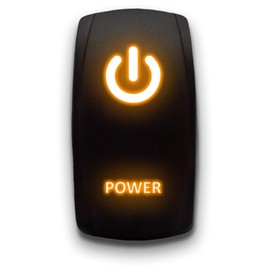 Power - Orange - Laser Etched Toggle Switch 20A 12V - Vertical Rocker Switch 5-Pin DPST