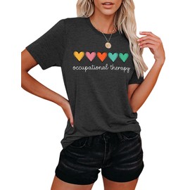 VVNTY Occupational Therapy Shirt for Women Occupational Therapist T-Shirt T Funny OT Gift Tops Mental Health Tees Grey