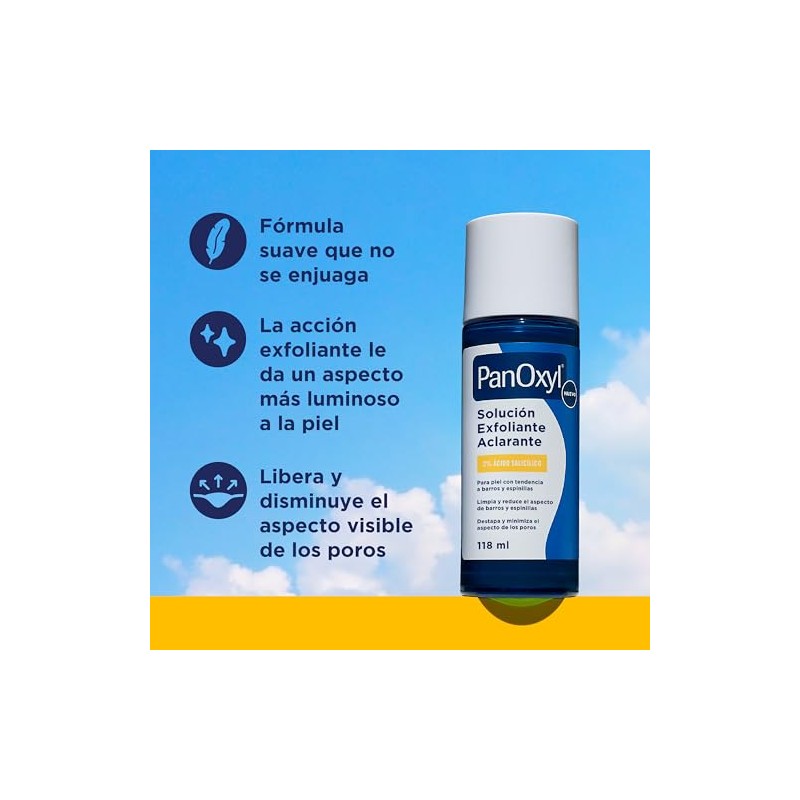 PanOxyl Solución Exfoliante Aclarante con 2 Ácido Salicílico 118 ml