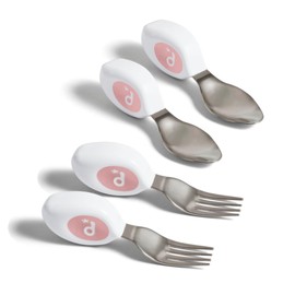 Doddl Cutlery Set - 2 Piece Spoon & Fork, 12 Months +, Toddler to Child Cutlery Set Dusty Rose (Twin Pack)