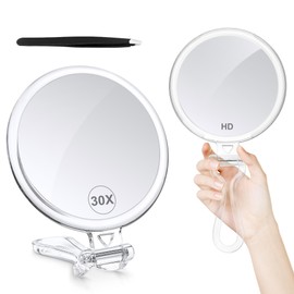 B Beauty Planet 30X Magnifying Mirror for Travel with Handle, Double-Sided 1X/30X Magnification Hand Mirror for Makeup,Travel Mirror for Desk 5 Inches
