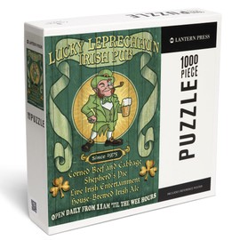 Lantern Press 1000 Piece Jigsaw Puzzle, Leprechaun Irish Pub, Vintage Sign