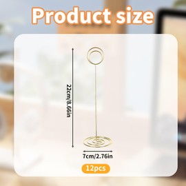 Table Number Holders 12 Pcs Tall Table Card Holders 22CM/8.6Inch Tall Place Card Stands Photo Holders for Wedding Party Graduation Reception Restaurant Office Home Memo & Decor (Gold )