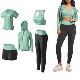 ODWTMRK Tracksuit Womens Full Set Gym Sets Sport Running Exercise Workout Yoga Outfits Activewear Sets Jumpsuit Set(Green,XL)