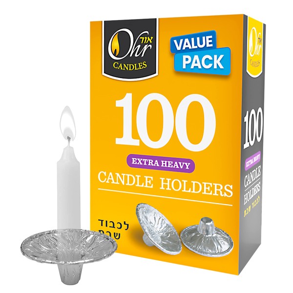 OHR Extra Heavy Disposable Aluminium Foil Candle Holder, Drip Cup Bobeches - 100 Pack