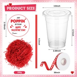 Sieral 24 Packet Valentines Day Party Favors Gifts Include 16oz Cup, Red Pencil, Sticker, Raffia Paper, Love Ribbon for Valentines Exchange Goody Bag Supplies