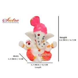 Satre Online And Marketing 2.6" Pagdi Stone Mini Lord Ganesh/Ganpati Polyresin Idol/Ganpati Statue Showpiece Gift Item for Car Decor/Office Desk | Home Decor