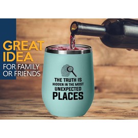 Detective Teal Edition Wine Tumbler 12oz - The truth is - Police Officer Cop Patrol Detective Sheriff Law Enforcement Police Academy Student Police Chief