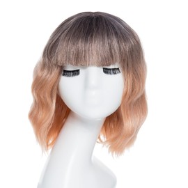 Yamel Short Hair Wigs Bob Wig Short Curly Wig with Bangs Black to Orange Short Wigs for Women Daily Use Cosplay Wig