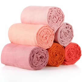 Preboun 6 Pcs Muslin Swaddle Blankets Breathable Cotton Newborn Blankets Colorful Baby Swaddle Receiving Blankets Soft Cotton Baby Blanket Registry Essentials Gift for Unisex Boy Girl(Pink Series)