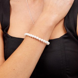 Treasure Bay Stunning 7-8mm Freshwater Pearl Bracelet for Women and Girls (White)