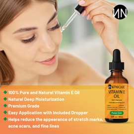 Vitamin E Oil 1oz 100% Natural for Nails, Hair, Face, Eyebrows, Eyelashes, and Body. Non-GMO, Natural D-Alpha Tocopherol. for Nail Growth, and Vitamin E for Skin