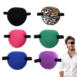 6Pcs Eye Patches Super Soft Medical Eyepatch 360° Light Blocking Medical Eye Patches for Adults Adjustable Headband for Lazy Eye Amblyopia Strabismus Post-Surgery Recovery (Multicolor)