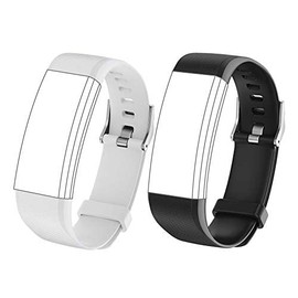 Septoui Replacement Wristband for Fitness Wristband, Smart Watch, Skin-friendly and Breathable, Pack of 2 in Black and Grey