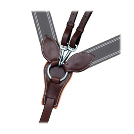 Exion English Breastplate for Horse with Running Attachment- Grey Elastic | English Leather Horse Elastic Breastplate (Oak Brown (Reddish Brown), Vegetable Tanned Leather - Pony Size)