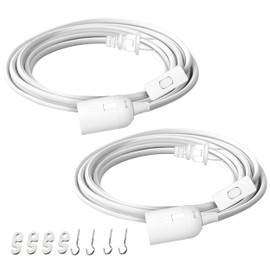 Simple Deluxe Hanging Lantern Extension Cord Cable, Plug-in E26 Pendant Light Socket with On/Off Button, 20ft-White-2Pack