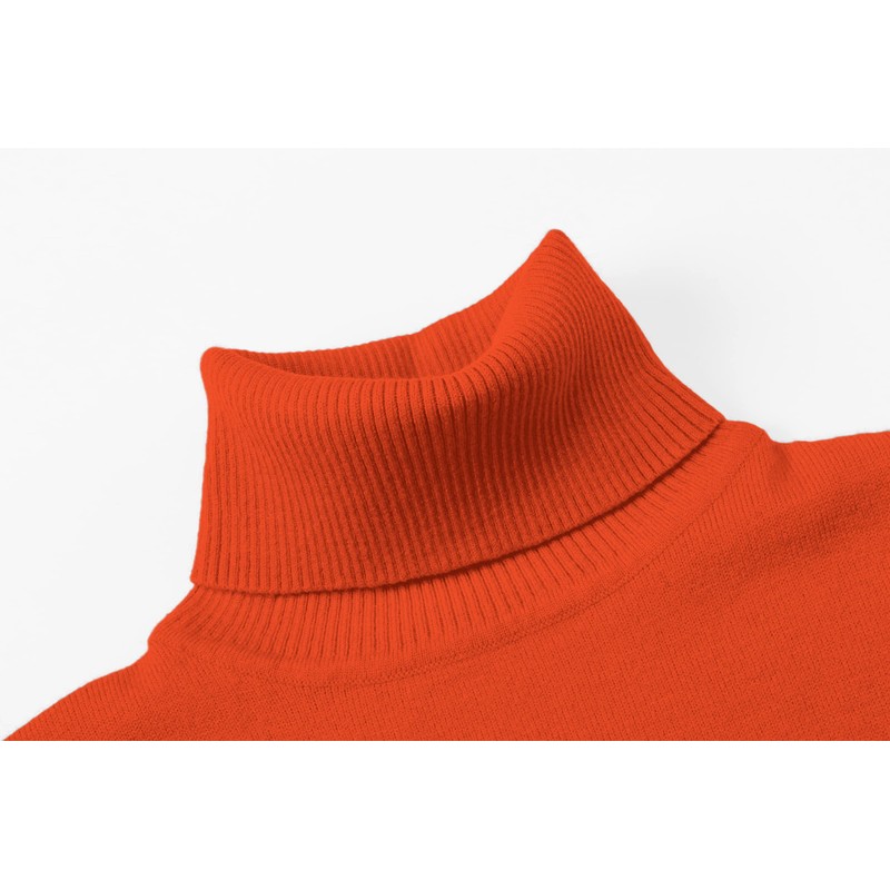 QZH.DUAO Women's Fashion Basic Solid Turtleneck Knit Sweater, 1# Orange,