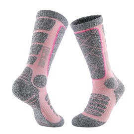 cozycube Ski Socks, Snowboard Socks, Antibacterial, Odor Resistant, For Mountain Climbing, Thermal, Breathable, Sweat Absorbent, Quick Drying, Pill-Resistant, Non-stuffy, Outdoors, Unisex, Pink
