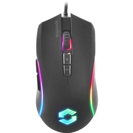 SPEEDLINK ZAVOS Gaming Mouse – Gaming Maus mit Kabel, mehrfarbige LED Beleuchtung, 5 Tasten PC Maus kabelgebunden, DPI-Schalter bis 6400dpi, gummierte Oberfläche, ummanteltes Kabel, schwarz