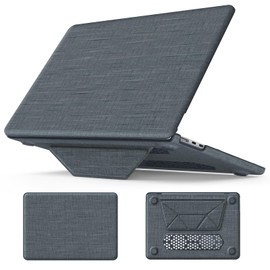 DTangLsm for M5 MacBook Air 13 inch Case 2026 2025-2022 M4 M3 M2 A3449 A3240 A3113 A2681, Woven Fabric Textured Hard Cover with Foldable Kickstand+Keyboard Cover for MacBook Air 13.6 inch Case, Gray