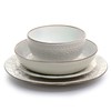 Elama Countess 16 Piece Embossed Double Bowl Stoneware Dinnerware Set