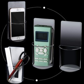 6 soportes de acrílico para control remoto transparente, organizador de pared transparente, caja de almacenamiento de medios de acrílico transparente