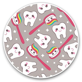 Vinyl Stickers (Set of 2) 10cm - Happy Teeth Toothpaste Dentist Decals for Laptops,Tablets,Luggage,Scrap Booking,Fridges, 12719