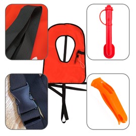Inflatable Snorkel Vest Kids Snorkeling Jackets Free Diving Swimming Safety Supports up to 100 lbs (Red-50N)