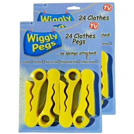 WigglyPegs Clothes Pegs - No Spring - Easy Grip Arthritis friendly - Durable, Exceptional Grip, Stops Clothes Sliding on Clothesline, Washable, Premium Quality, Storm proof. (2 x 24 Pack (48 Pegs))