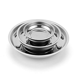 Mayouko 3-Piece Round Magnetic Trays Set, 3" 4" 6", Stainless Steel Parts Tray Tool Holder for Screws and Tools