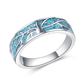 YAFEINI Tree Of Life Rings Sterling Silver Turquoise Tree Of Life Ring Jewellery Gift For Women Men