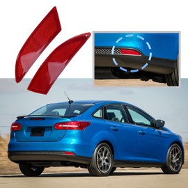 Kacepar Rear Bumper Reflector, 1 Pair Rear Bumper Reflective Marker Light Reflector Compatible with Ford Focus 2012-2015, Red BM51515COAE BM51515BOAE