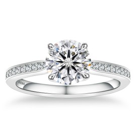 KRKCLIFE Moissanite Promise Rings for Women, 4-Prong Simulated 1.0 CT Diamond Engagement Rings, D Color VVS1 Clarity White Gold, Gift for Birthday Promise Bridal Wedding Anniversary for Her, 5