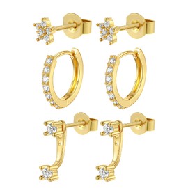 Earrings for Women Hoop Stud Earrings Creole Jewellery Set Earrings Women's Hoop Earrings Jewellery Gold-Plated Jewellery Stud Drop Earrings, White Gold